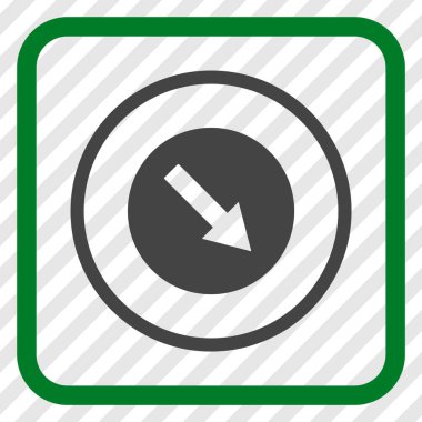 Aşağı doğru yuvarlak ok vektör simgesi bir çerçeve içinde