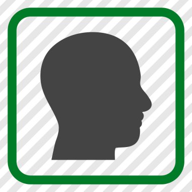 Kafa vektör simgesi bir çerçeve içinde profil