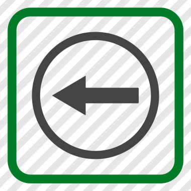 Sol ok vektör simgesi bir çerçeve içinde yuvarlak