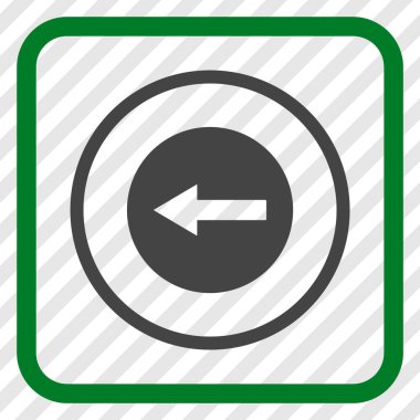 Sol ok vektör simgesi bir çerçeve içinde yuvarlak