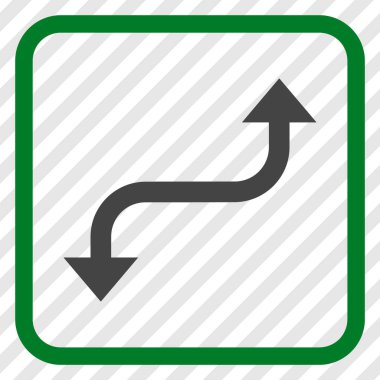 Tam tersi ok vektör simgesi bir çerçeve içinde kavisli