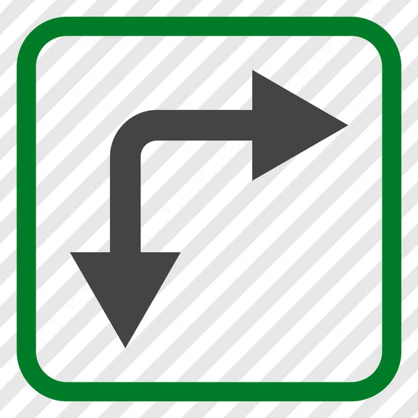 Bifurcation Arrow Right Down Vector Icon In a Frame — Stock Vector