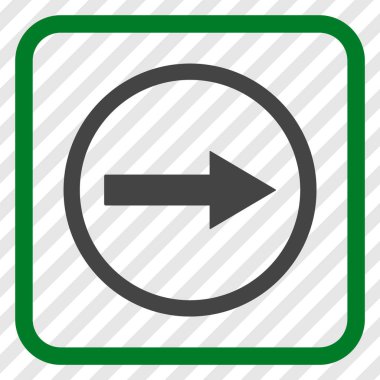 Sağ ok vektör simgesi bir çerçeve içinde yuvarlak