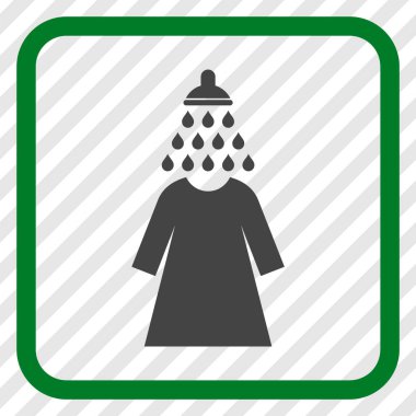 Duş yıkama kadın elbise vektör simgesi bir çerçeve içinde