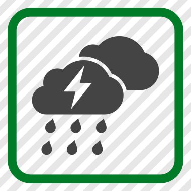 Fırtına bulutları vektör simgesi bir çerçeve içinde