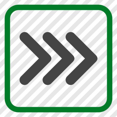 Ok ucu doğru vektör simgesi bir çerçeve içinde üçlü