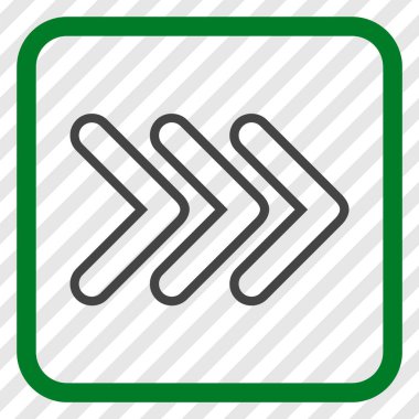 İşaretçi doğru vektör simgesi bir çerçeve içinde üçlü