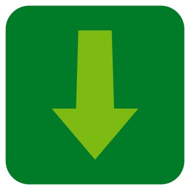 Düz aşağı ok vektör simgesi kare