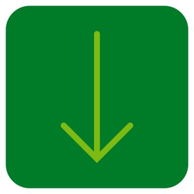 Düz aşağı ok vektör simgesi kare