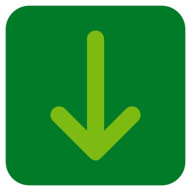 Düz aşağı ok vektör simgesi kare