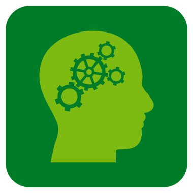 Beyin vites düz kare vektör simgesi