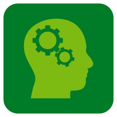 Beyin vites düz kare vektör simgesi