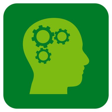 Beyin vites düz kare vektör simgesi