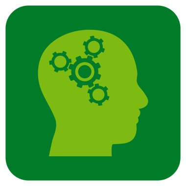 Beyin mekanik düz kare vektör simgesi