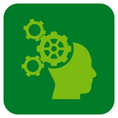 Beyin mekanik düz kare vektör simgesi