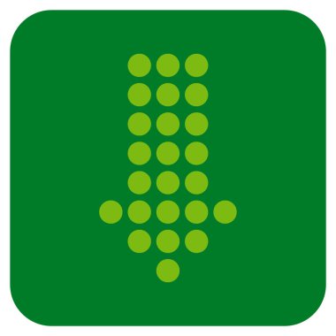 Noktalı ok aşağı düz kare vektör simgesi