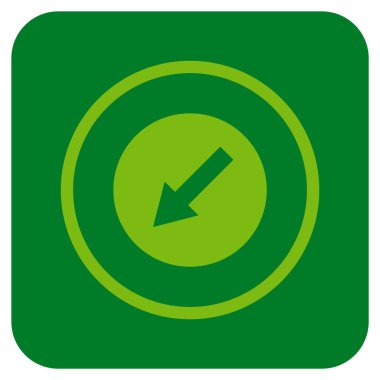 Yuvarlak aşağı sol ok düz kare vektör simgesi