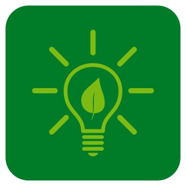 Eko ampul düz kare vektör simgesi