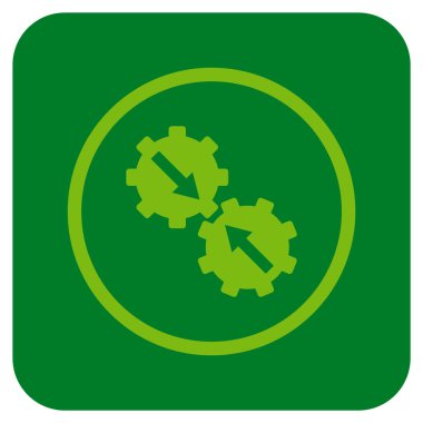 Dişli Tümleştirme düz kare vektör simgesi