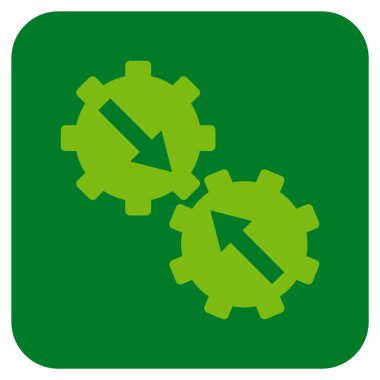 Dişli Tümleştirme düz kare vektör simgesi