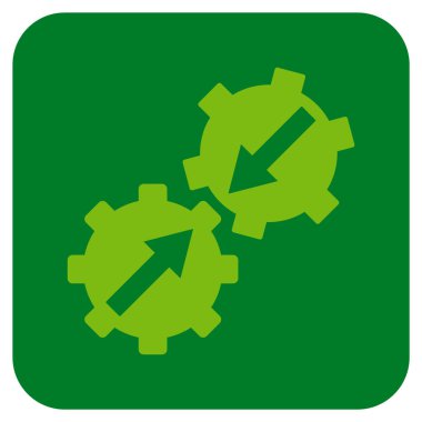 Dişli Tümleştirme düz kare vektör simgesi