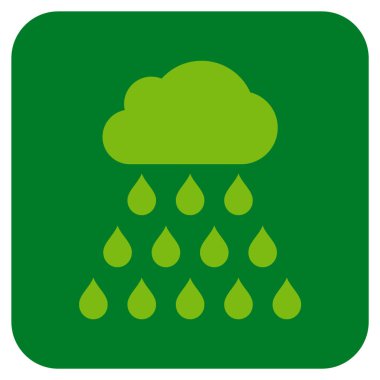 Yağmur bulutu düz kare vektör simgesi