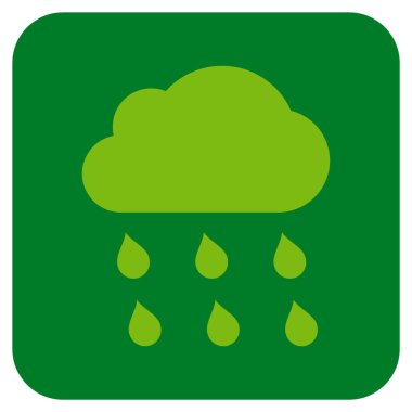 Yağmur bulutu düz kare vektör simgesi