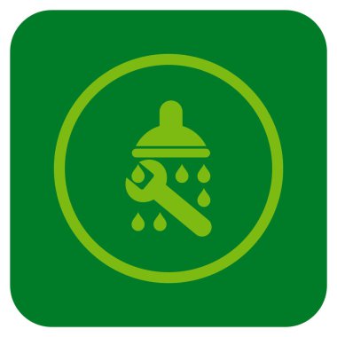 Duş sıhhi tesisat düz kare vektör simgesi