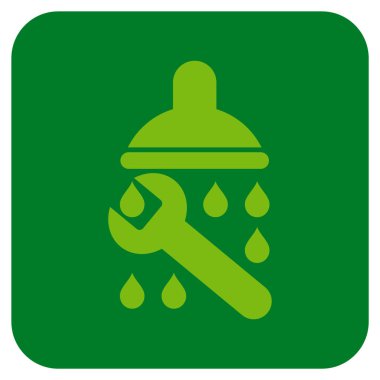 Duş sıhhi tesisat düz kare vektör simgesi