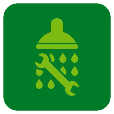 Duş sıhhi tesisat düz kare vektör simgesi