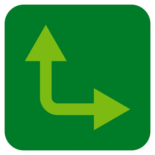 Gabelungspfeil rechts oben flaches quadratisches Vektorsymbol — Stockvektor