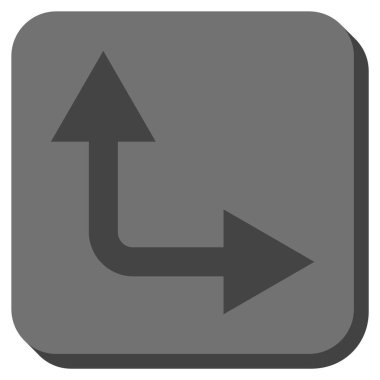 Bifurkasyon ok sağa yukarı yuvarlak kare vektör simgesi