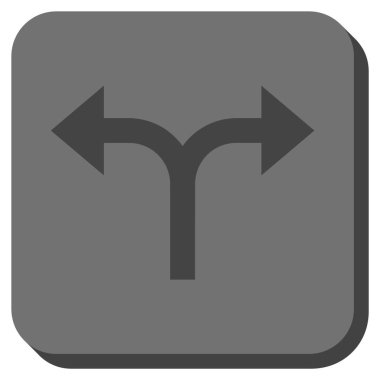 Bifurkasyon oklar sola doğru kare vektör simge yuvarlak