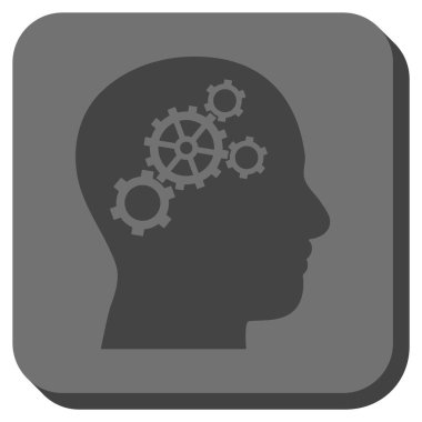 Beyin Gears yuvarlak kare vektör simgesi