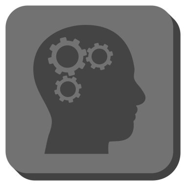 Beyin Gears yuvarlak kare vektör simgesi