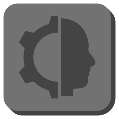 Cyborg dişli yuvarlak kare vektör simgesi