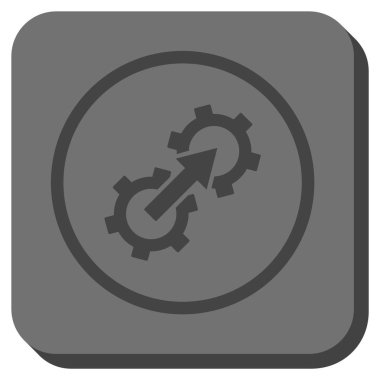 Dişli Tümleştirme yuvarlak kare vektör simgesi