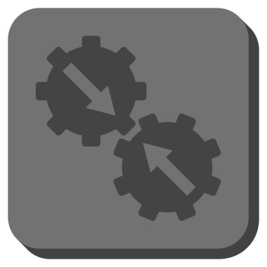 Dişli Tümleştirme yuvarlak kare vektör simgesi