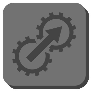 Dişli Tümleştirme yuvarlak kare vektör simgesi