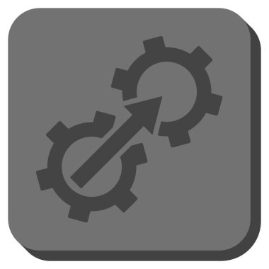 Dişli Tümleştirme yuvarlak kare vektör simgesi