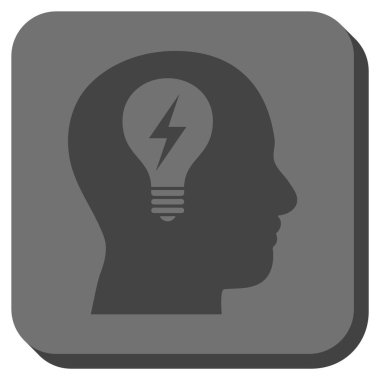 Kafası ampul yuvarlak kare vektör simgesi