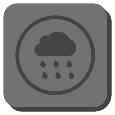 Yağmur bulutu yuvarlak kare vektör simgesi