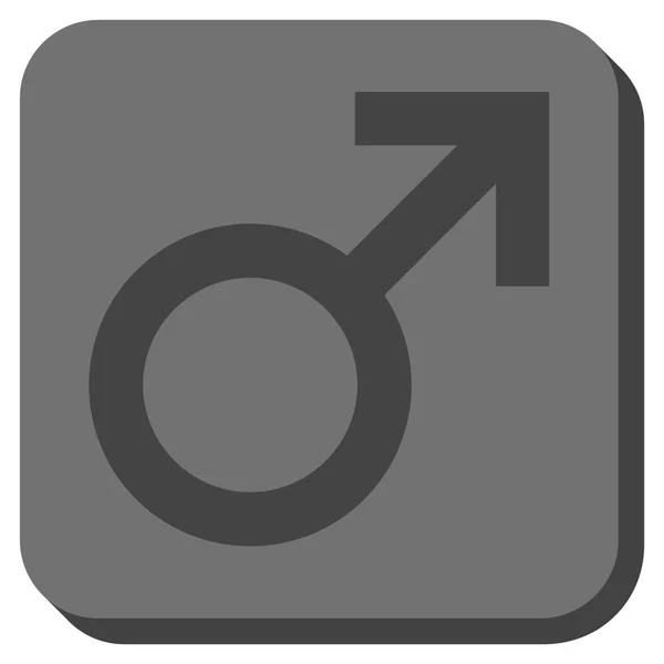 Símbolo masculino arredondado vetor quadrado ícone — Vetor de Stock