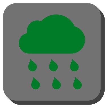 Yağmur bulutu yuvarlak kare vektör simgesi