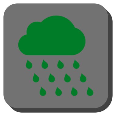 Yağmur bulutu yuvarlak kare vektör simgesi