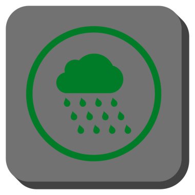 Yağmur bulutu yuvarlak kare vektör simgesi