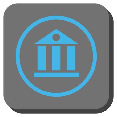 Banka Binası yuvarlak kare vektör simgesi