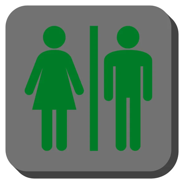WC persone arrotondato piazza vettoriale icona — Vettoriale Stock