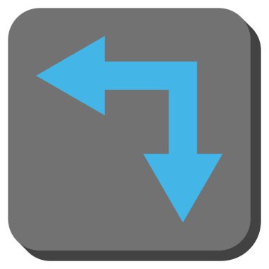 Bifurkasyon ok sol aşağı kare vektör simge yuvarlak