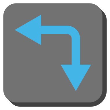 Bifurkasyon ok sol aşağı kare vektör simge yuvarlak